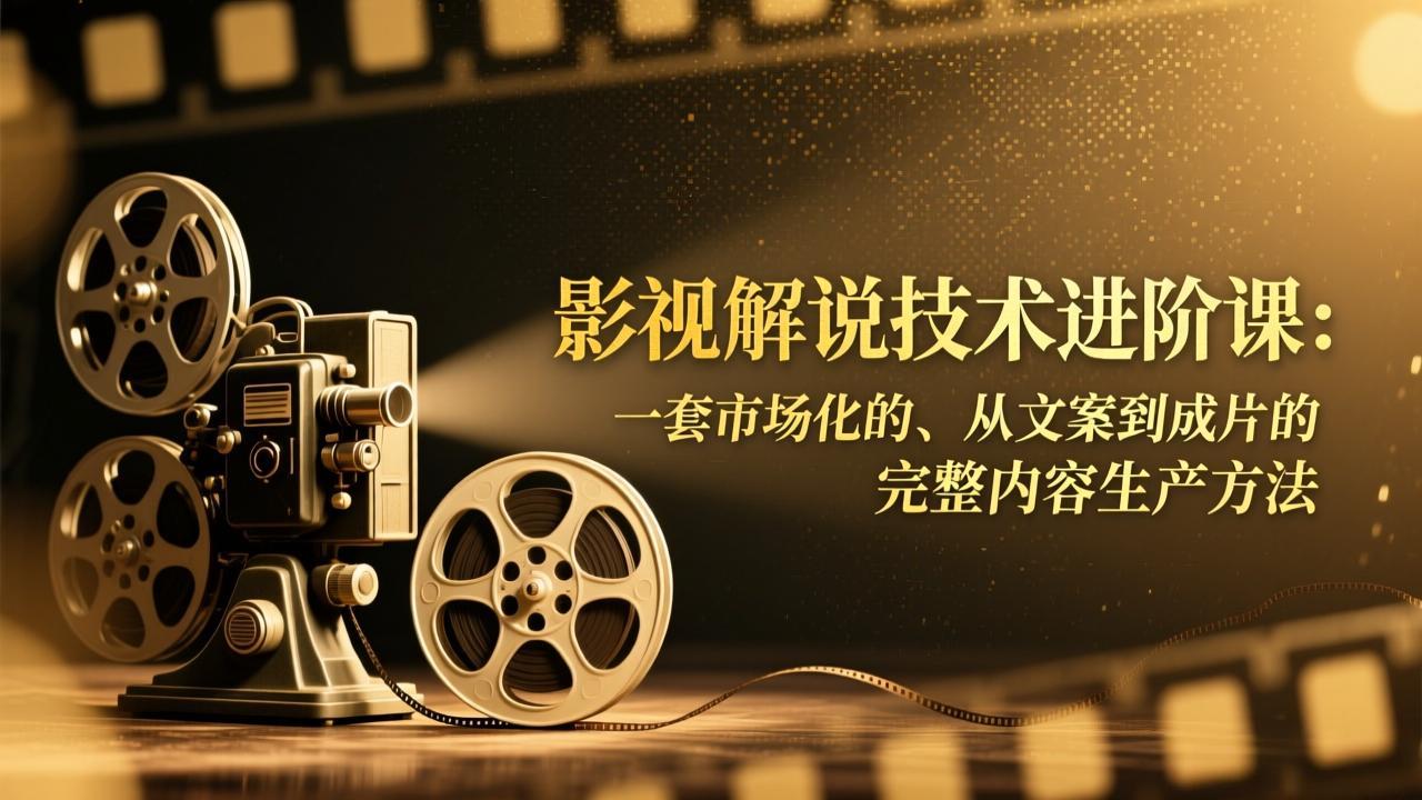 影视解说技术进阶课：一套市场化的、从文案到成片的完整内容生产方法-宝藏屋创业网