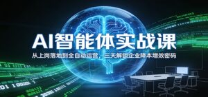 AI智能体实战课：从上岗落地到全自动运营，三天解锁企业降本增效密码-宝藏屋创业网