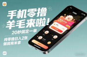 手机零撸薅羊毛来啦！20秒搞定一单，纯零撸日入2张，做就有米拿【揭秘】-宝藏屋创业网