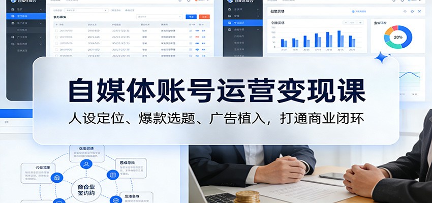 自媒体账号运营变现课：人设定位、爆款选题、广告植入，打通商业闭环-宝藏屋创业网