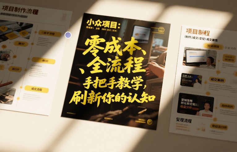 小众项目：零成本、全流程（制作-成交-变现）手把手教学，刷新你的认知-宝藏屋创业网