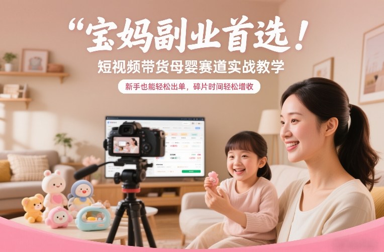 宝妈副业首选！短视频带货母婴赛道实战教学，新手也能轻松出单，碎片时间轻松增收-宝藏屋创业网