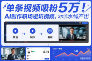 单条视频吸粉5W！AI制作职场避坑视频，3步流水线产出-宝藏屋创业网