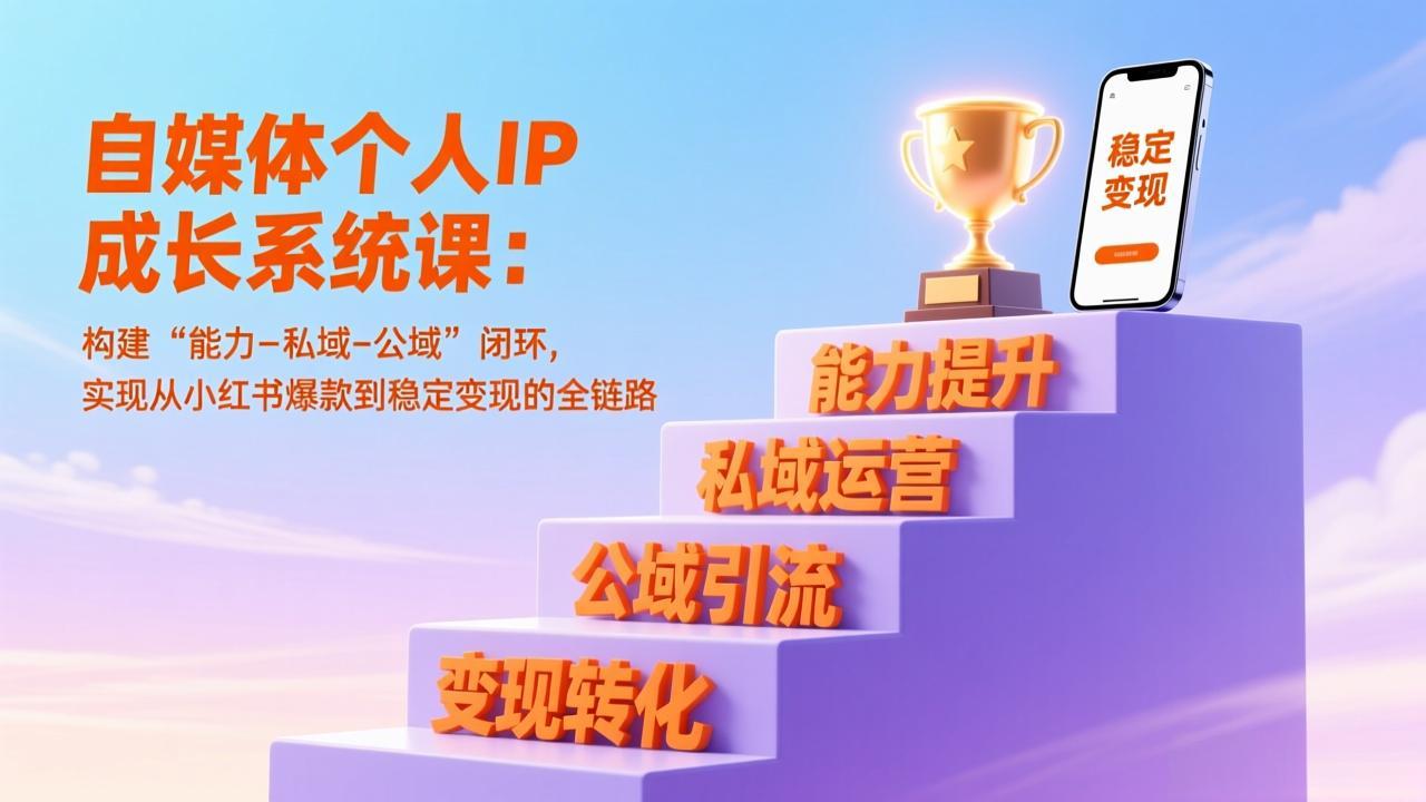 自媒体个人IP成长系统课：构建“能力-私域-公域”闭环，实现从小红书爆款到稳定变现的全链路-宝藏屋创业网