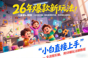 26年爆款新玩法，儿童科普AI视频，全流程实操，轻松做爆款内容，小白直接上手，附详细玩法教程-宝藏屋创业网
