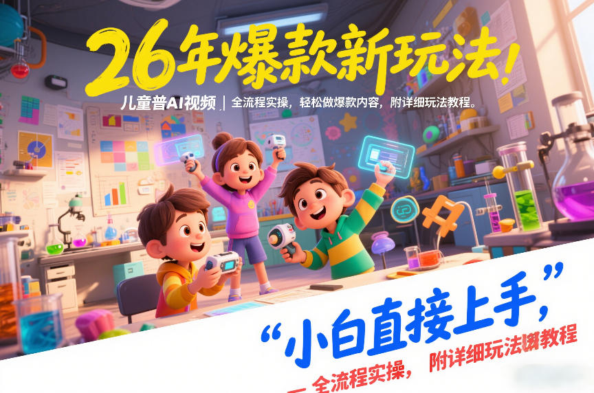 26年爆款新玩法，儿童科普AI视频，全流程实操，轻松做爆款内容，小白直接上手，附详细玩法教程-宝藏屋创业网