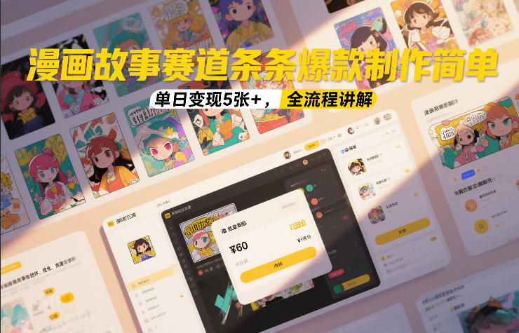 漫画故事赛道条条爆款制作简单，单日变现5张+，全流程讲解-宝藏屋创业网