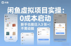 闲鱼虚拟项目实操:0成本启动,新手也能日入3张+,不需要动脑-宝藏屋创业网