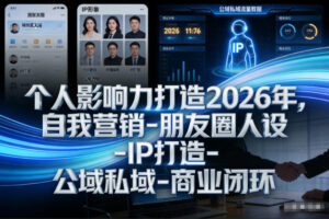 个人影响力打造2026年,自我营销-朋友圈人设-IP打造-公域私域-商业闭环-宝藏屋创业网