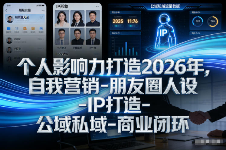 个人影响力打造2026年，自我营销-朋友圈人设-IP打造-公域私域-商业闭环-宝藏屋创业网