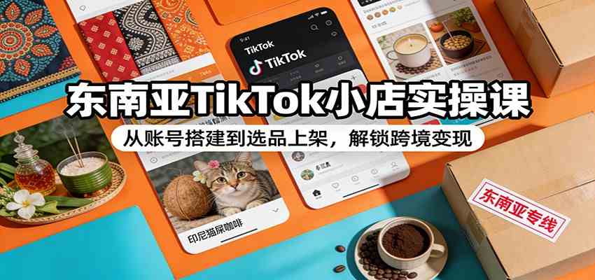 东南亚TikTok小店实操课：从账号搭建到选品上架，解锁跨境变现-宝藏屋创业网