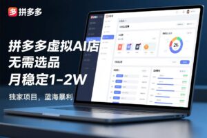 拼多多虚拟AI店，无需选品，月稳定1-2W，独家项目，蓝海暴利-宝藏屋创业网