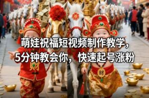 萌娃祝福短视频制作教学，5分钟教会你，快速起号涨粉-宝藏屋创业网