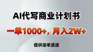AI代写商业计划书，一单1000+，提供接单渠道，告别打工【附工具】-宝藏屋创业网