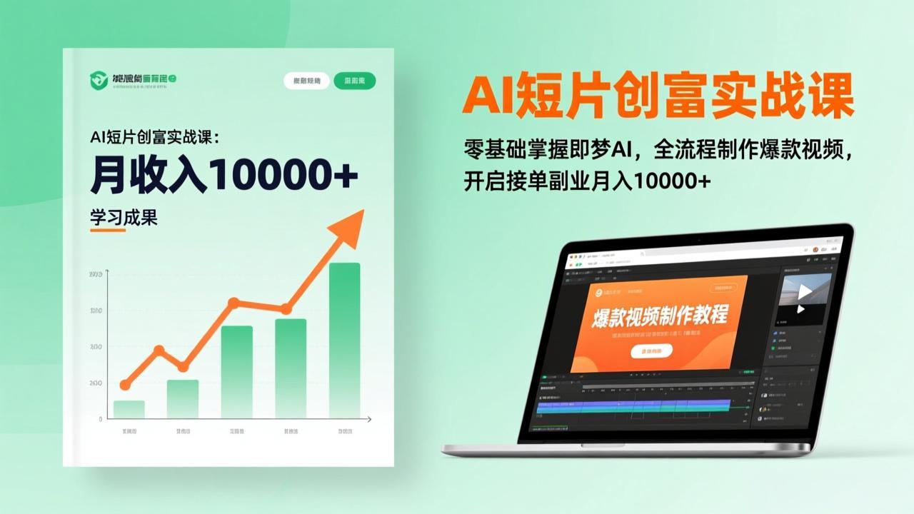 AI短片创富实战课：零基础掌握即梦AI，全流程制作爆款视频，开启接单副业月入10000+(更新-宝藏屋创业网