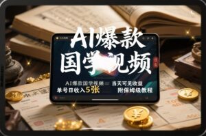 AI爆款国学视频，独家起号方法，小白直接上手，当天可见收益，单号日收入5张+附保姆级教程-宝藏屋创业网
