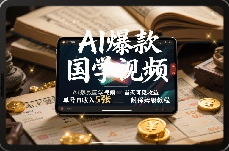 AI爆款国学视频，独家起号方法，小白直接上手，当天可见收益，单号日收入5张+附保姆级教程-宝藏屋创业网