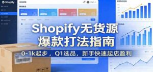 Shopify无货源爆款掘金课:0-1k起步 ,Q1选品,新手快速起店盈利-宝藏屋创业网