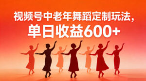 视频号中老年AI舞蹈定制玩法,不用真人出镜,单日收益6张-宝藏屋创业网