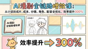 AI漫剧全链路增效课:从小说到成片,成本、分镜、角色、配音全优化,效率提升300%-宝藏屋创业网