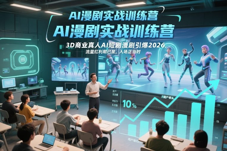 AI漫剧实战训练营，3D商业真人AI短剧漫剧引爆2026，流量红利期已至，入场正当时-宝藏屋创业网