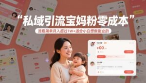 私域引流宝妈粉零成本流程简单月入超过1W+适合小白想做副业的-宝藏屋创业网