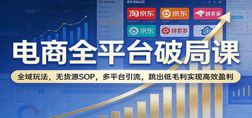 电商全平台破局课：全域玩法，无货源SOP，多平台引流，跳出低毛利实现高效盈利-宝藏屋创业网