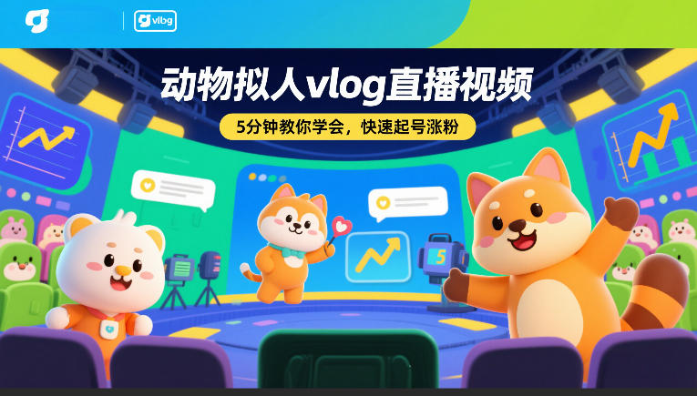 动物拟人vlog直播视频，5分钟教你学会，快速起号涨粉-宝藏屋创业网