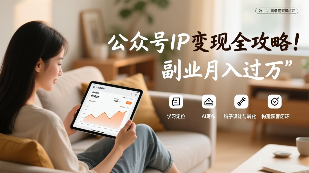 公众号IP变现全攻略，学习定位、AI写作、钩子设计与转化，构建获客闭环，副业月入过万-宝藏屋创业网