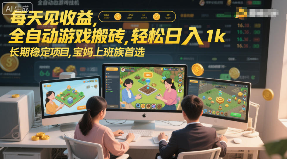 每天见收益，全自动游戏搬砖，轻松日入1k，长期稳定项目，宝妈上班族首选【揭秘】-宝藏屋创业网