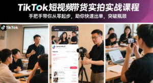 TikTok短视频带货实拍实战课程，手把手带你从零起步，助你快速出单，突破瓶颈-宝藏屋创业网
