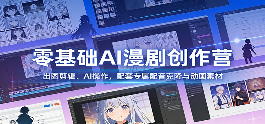 零基础AI漫剧创作营：出图剪辑、AI操作，配套专属配音克隆与动画素材-宝藏屋创业网