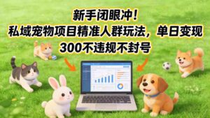 新手闭眼冲！私域宠物项目精准人群玩法，单日变现3张不违规不封号-宝藏屋创业网