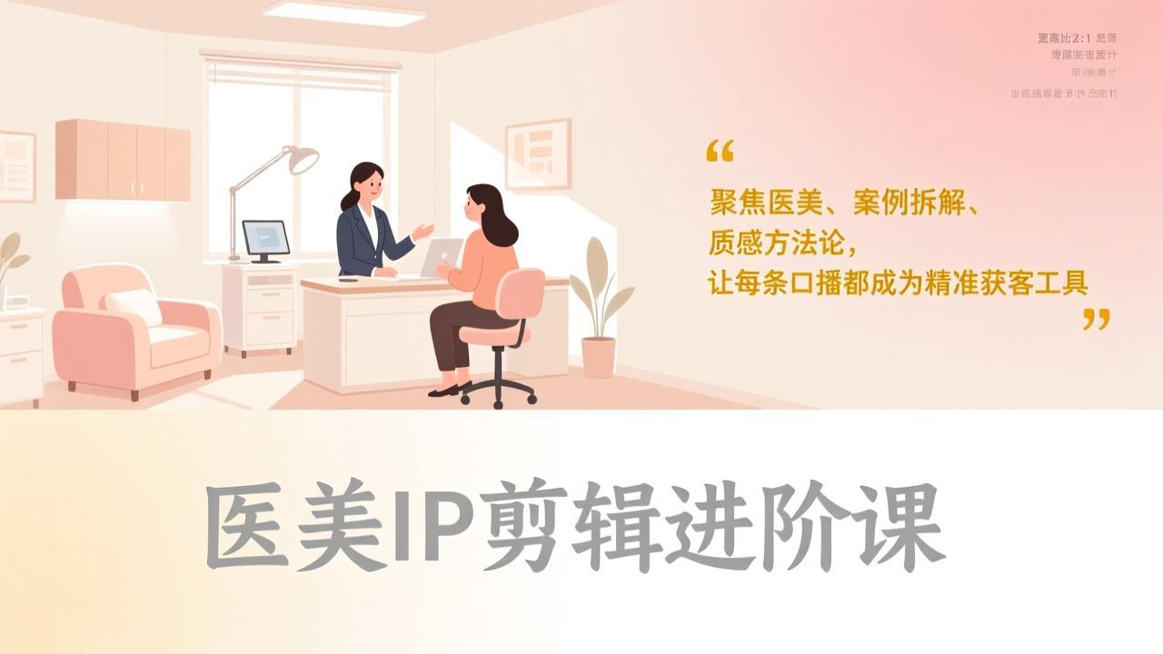 医美IP剪辑进阶课，聚焦医美、案例拆解、质感方法论，让每条口播都成为精准获客工具-宝藏屋创业网