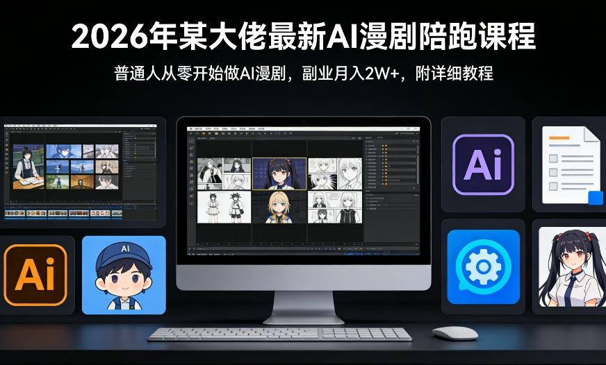 26年某大佬最新Ai漫剧陪跑课程，普通人从零开始做AI漫剧，副业月入2W+-宝藏屋创业网