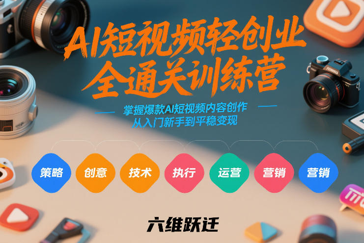 AI短视频轻创业全通关训练营，掌握爆款AI短视频内容创作，从入门新手到平稳变现的六维跃迁-宝藏屋创业网