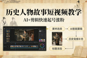 历史人物故事短视频教学，AI+剪辑制作历史人物题材短视频，快速起号涨粉-宝藏屋创业网