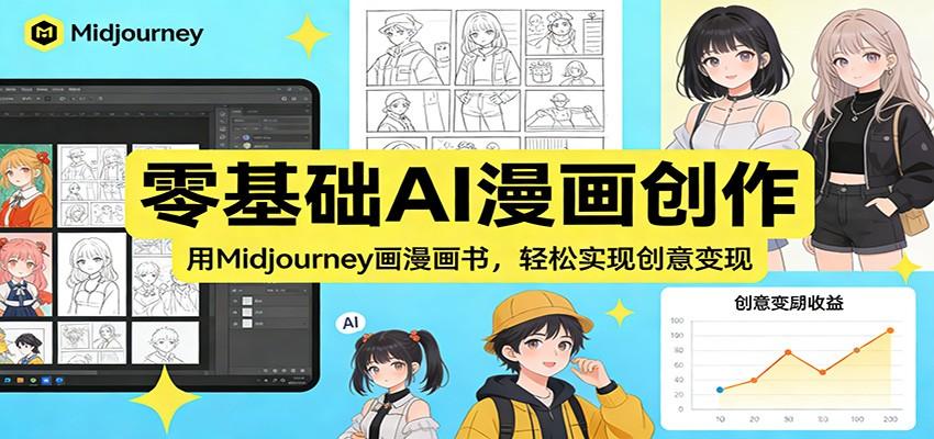 图片[1]-零基础AI漫画创作：用Midjourney画漫画书，轻松实现创意变现-宝藏屋创业网