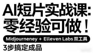 AI短片实战课：零经验可做，Midjourney+ElevenLabs双工具，3步搞定成品-宝藏屋创业网