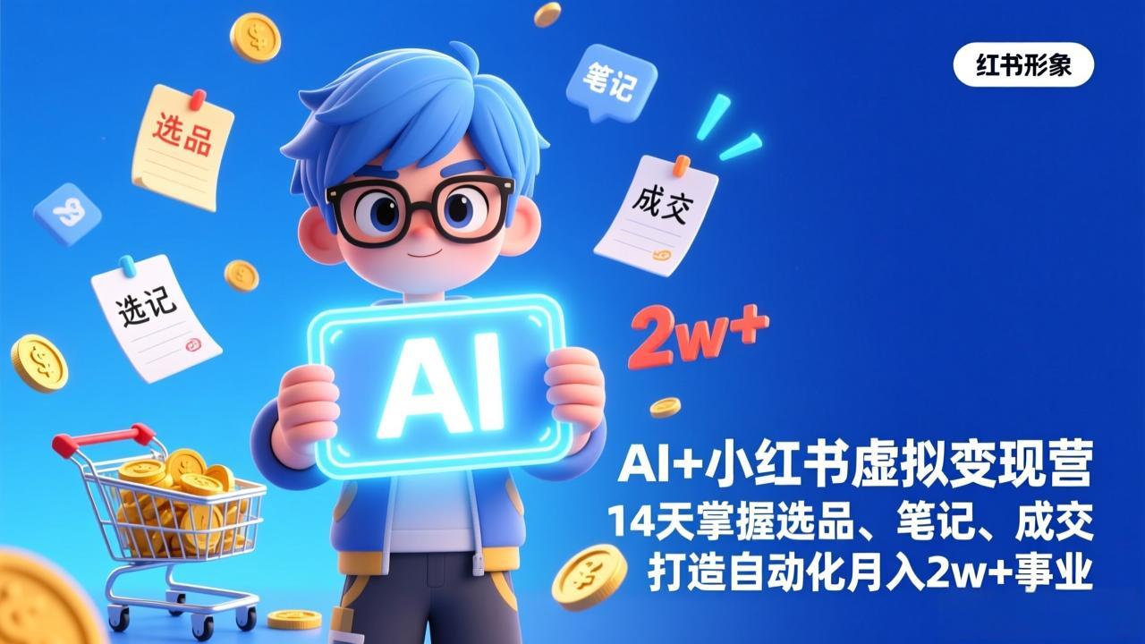 AI+小红书虚拟变现营(虚拟产品+自动化成交)已完结-宝藏屋创业网