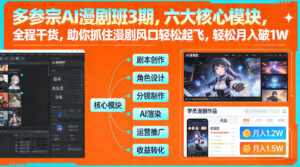 多参宗AI漫剧班3期，六大核心模块，全程干货，助你抓住漫剧风口轻松起飞，轻松月入破1W+（更新） 多参宗漫剧制作教学2期，不用出镜不用写脚本，AI漫剧正让普通人月入5位数-宝藏屋创业网