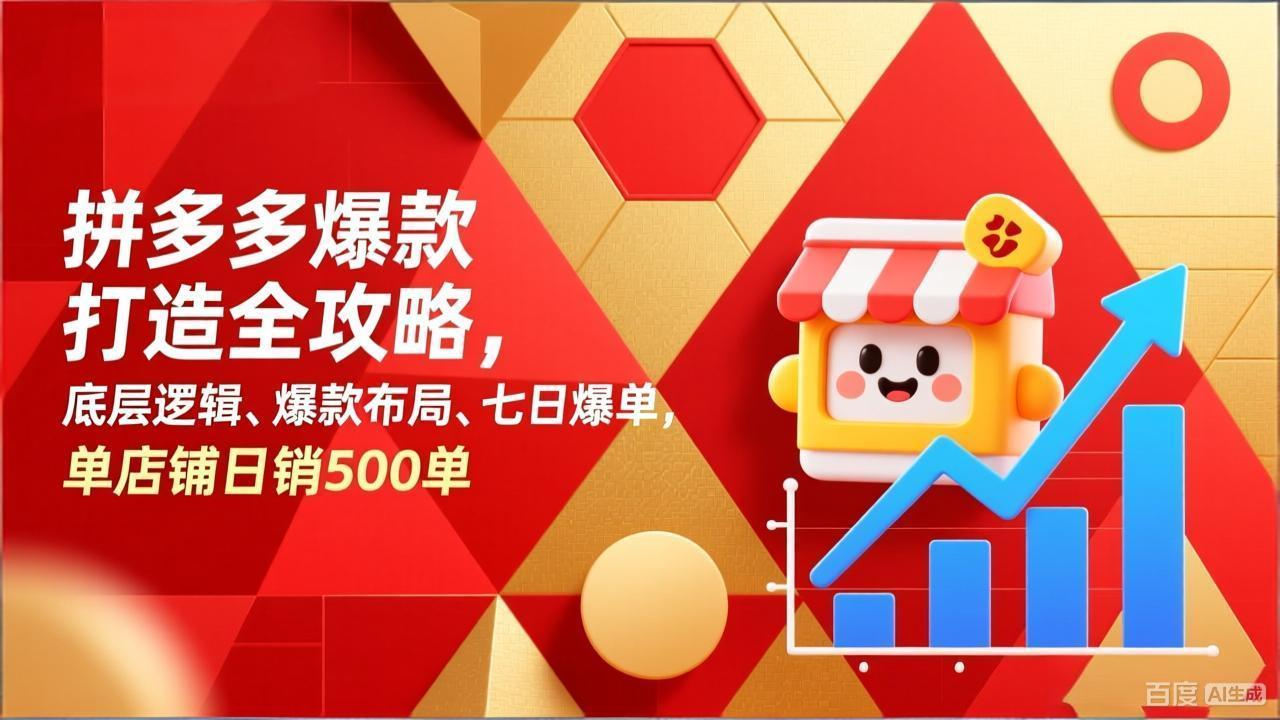 拼多多爆款打造全攻略，底层逻辑、爆款布局、七日爆单，单店铺日销500单-宝藏屋创业网