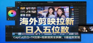 海外剪映拉新日入五位数：CapCut开白+TK拉新+短剧混剪全拆解，0基础到变现-宝藏屋创业网