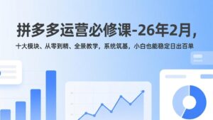 拼多多运营必修课-26年2月，十大模块、从零到精、全景教学，系统筑基，小白也能稳定日出百单-宝藏屋创业网