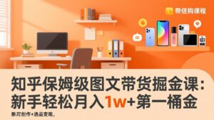 知乎保姆级图文带货掘金课：账号打造+爆文创作+选品变现，新手轻松月入1w+第一桶金-宝藏屋创业网