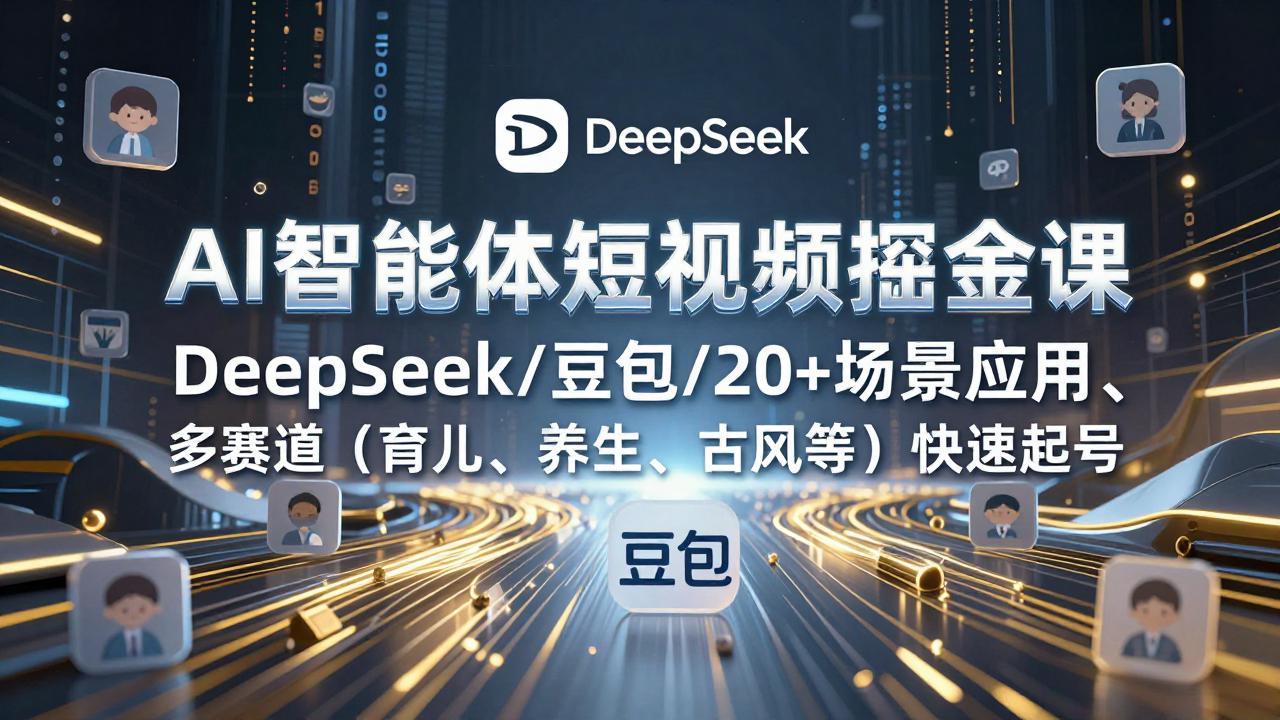 AI智能体短视频掘金课，DeepSeek/豆包/20+场景应用、多赛道(育儿、养生、古风等-宝藏屋创业网