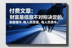 付费文章：财富是信息不对称决定的，就像慢牛，有人负责慢，有人负责牛-宝藏屋创业网