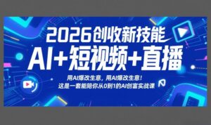2026创收新技能AI+短视频+直播，用AI爆改生意，这是一套能陪你从0到1的AI创富实战课-宝藏屋创业网
