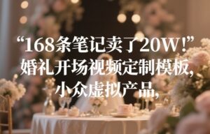 168条笔记卖了20W!婚礼开场视频定制模板,小众虚拟产品-宝藏屋创业网