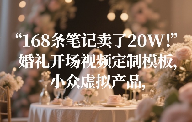 168条笔记卖了20W！婚礼开场视频定制模板，小众虚拟产品-宝藏屋创业网